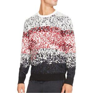Kenneth Cole Reaction Knit Sweater Pixel Red Black White Camo Men L Cotton Blend